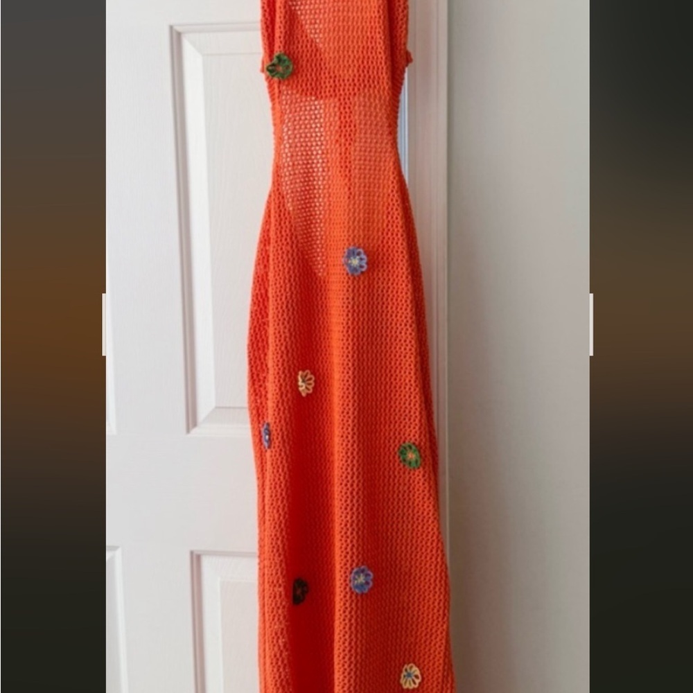 Anthropologie CELANDINE CROCHET HALTER COVER-UP DRESS XL summer resort vacay NWT - Picture 8 of 10